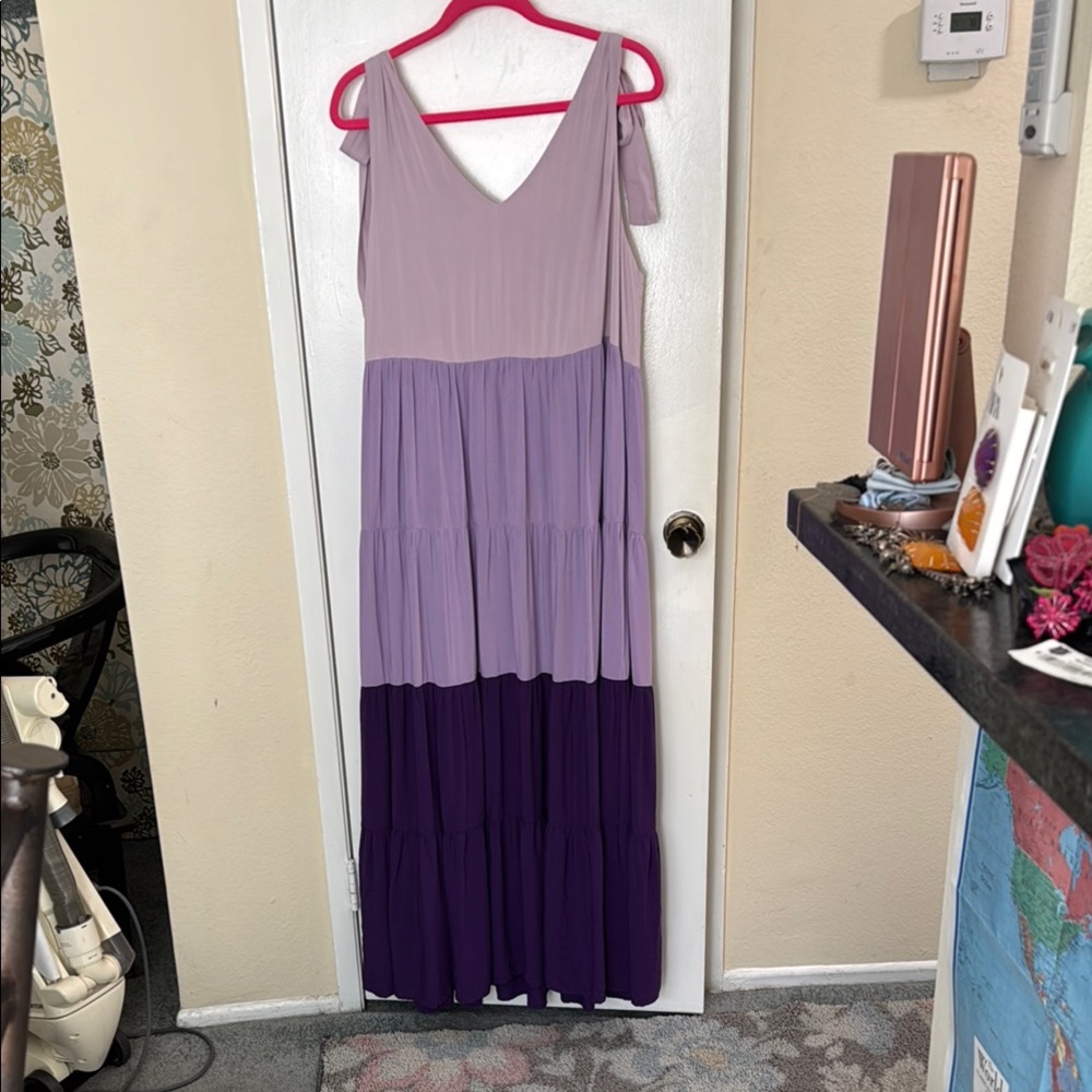 Eloquii Purple Pleated Wrap Maxi Dress - Picture 4 of 4